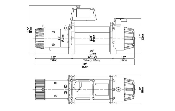 Лебёдка электрическая 12V Runva 9500 lbs 4350 кг влагозащищенная, стальной трос (228:1)