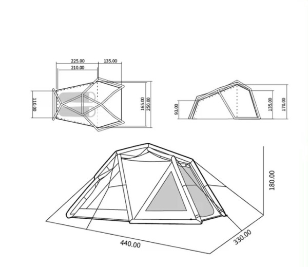 13 Палатка Naturehike Lingfeng Air 7.3 2-местная, быстросборная, надувной каркас, бело-голубая 13 Палатка Naturehike Lingfeng Air 7.3 2-местная, быстросборная, надувной каркас, бело-голубая
