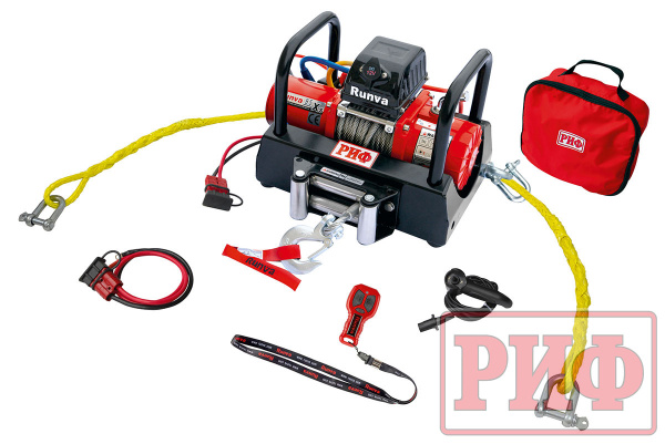Лебёдка переносная РИФ 9.5XS c площадкой на цепях и проводами (в сборе)