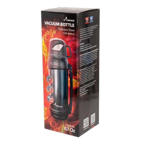 Термос ТОНАР 2000 мл (2 крышки-кружки, ручка), синий