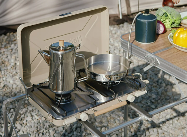 Плита газовая Naturehike 2,5 кВт, двухконфорочная, бежевая