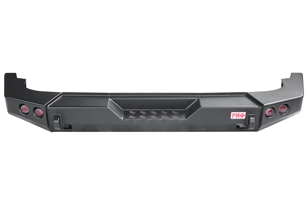 Бампер РИФ силовой задний Jeep Wrangler JK 2007-2018 с квадратом под фаркоп и фонарями, стандарт