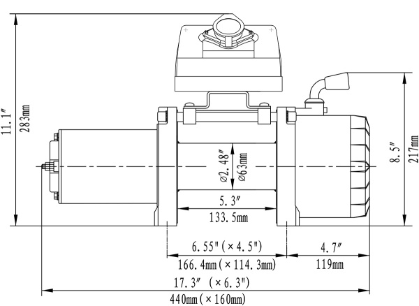 Лебёдка электрическая 12V Runva 5000 lbs 2268 кг (синтетический трос)