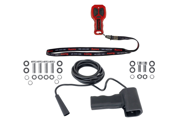 Лебёдка электрическая 12V Runva 12000 lbs 5443 кг влагозащищённая, комбин. роспуск, синт. трос