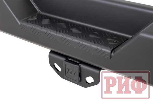 Бампер РИФ силовой задний Jeep Wrangler JL 2018+ с квадратом под фаркоп под штатные фонари, стандарт (для а/м с низкими перед. крыльями)