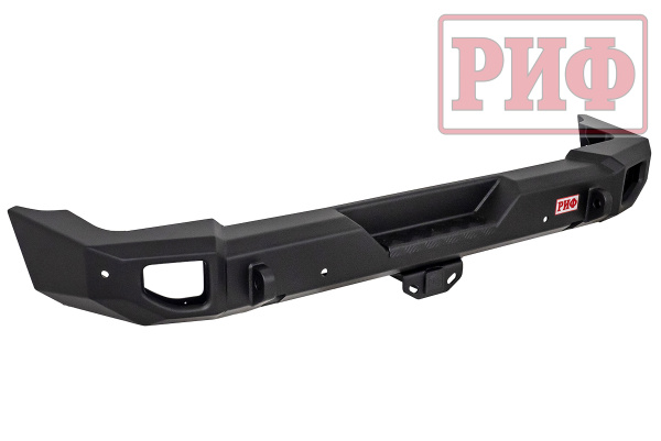 Бампер РИФ силовой задний Jeep Wrangler JL 2018+ с квадратом под фаркоп под штатные фонари, стандарт (для а/м с низкими перед. крыльями)