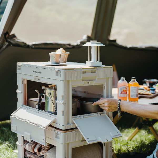 Ящик туристический Naturehike 52 л, трансформер, со столешницей, бежевый