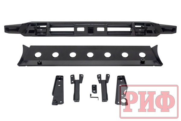 Бампер передний силовой/защита штатного бампера РИФ Renault Duster 2021+ с квадратом под фаркоп и защитой радиатора