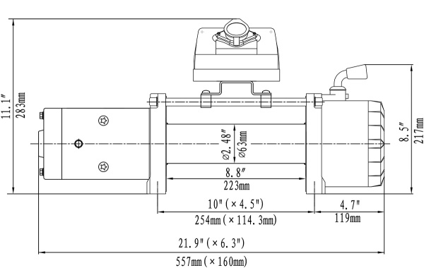 Лебёдка автомобильная электрическая 12V Runva EWX10000S 4500 кг