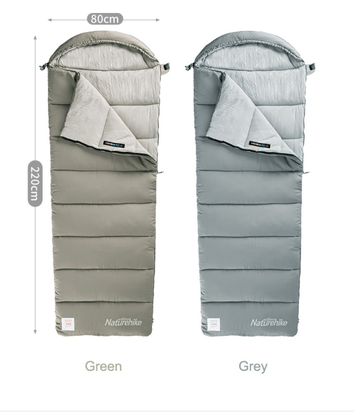 Мешок спальный Naturehike Envelope M180, (190+30)х80 см, (левый) (ТК: +12C), зеленый