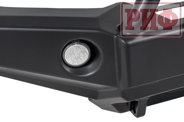 Бампер РИФ силовой передний TLC Prado 120 с доп. фарами, центр. дугой, защитой бачка омывателя