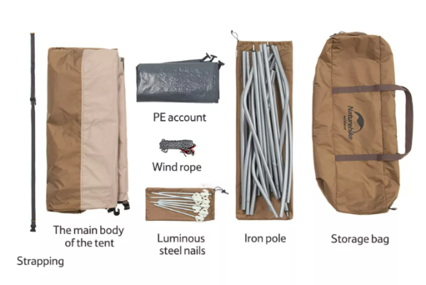 2 Палатка Naturehike душ-туалет, алюминиевый каркас,  коричневый