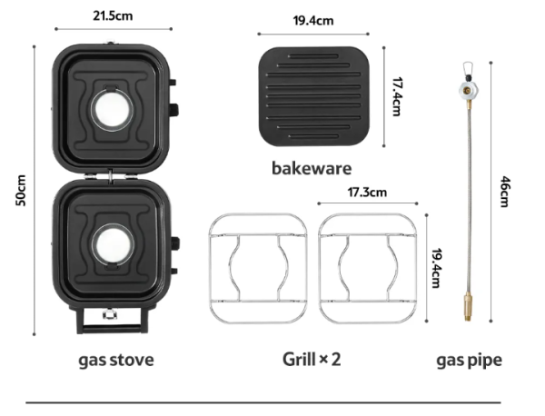 Плита газовая Naturehike 2,3 кВт, портативная, двойная, складная