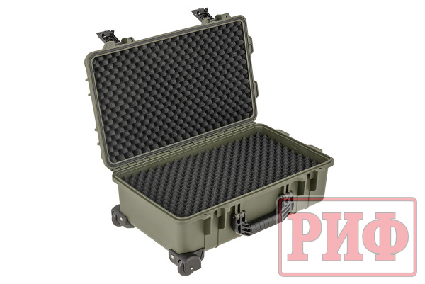 Кейс защитный ударопрочный РИФ 530х355х255 мм на колесах с телескопической ручкой IP67, цвет хаки