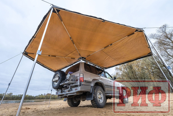 3 Маркиза автомобильная РИФ комбинированная (прямоугольная с веерной частью) 2,0х2,0 м (правая)