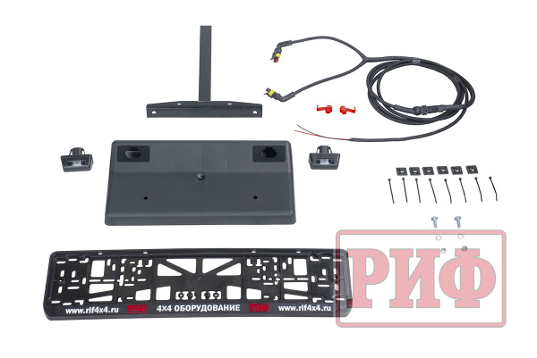 Бампер РИФ силовой задний Mitsubishi Pajero Sport 2021+ c квадр. под фаркоп, калиткой, подсвет. ном.