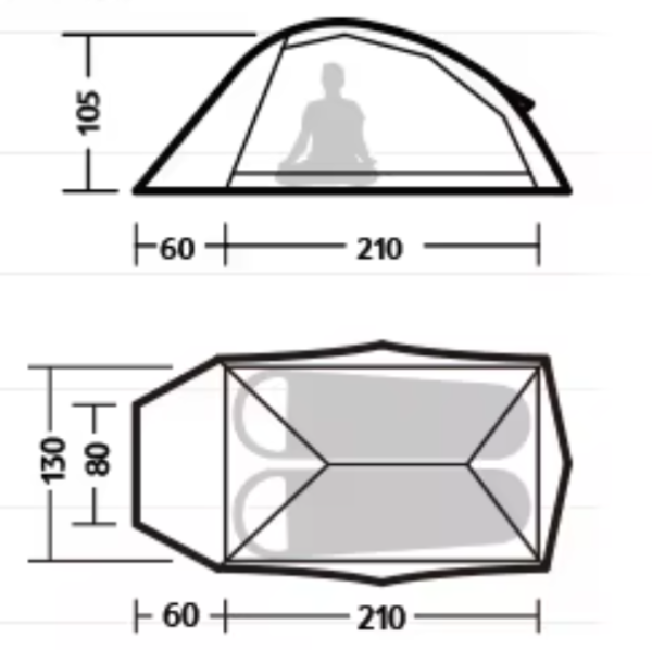 Палатка Naturehike Cloud Up Pro Si 2-местная, алюминиевый каркас, янтарная