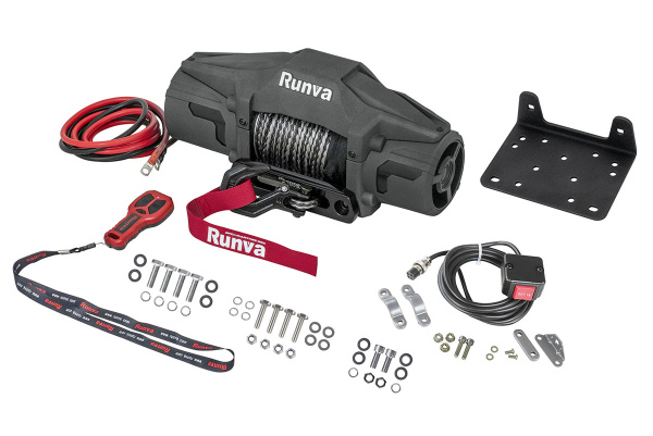 Лебёдка электрическая 12V Runva 6000 lbs 2500 кг (синтетический трос)