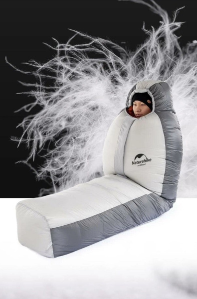 3.Мешок спальный Naturehike Arctic-17  19YD005, 200х75 см, (правый) (ТК: -17°C), серебро