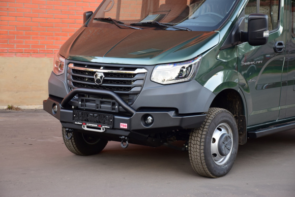 Бампер РИФ силовой передний для ГАЗ Соболь NN 4x4 под штатные фары, с центральной защитной дугой, стандарт