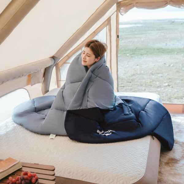 Мешок спальный Naturehike Sunny Day PL02 U250, (190+30)х80 см, (левый) (ТК: +8C), серо-голубой