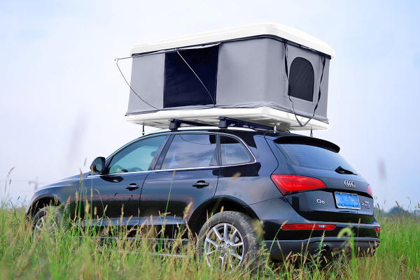 1.Палатка на крышу автомобиля РИФ Hard RT04-125, корпус белый, тент серый 210х125х150