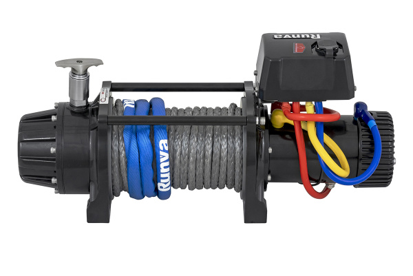 Лебёдка электрическая 12V Runva 9500 lbs 4350 кг влагозащищенная, комбин. роспуск, синт. трос