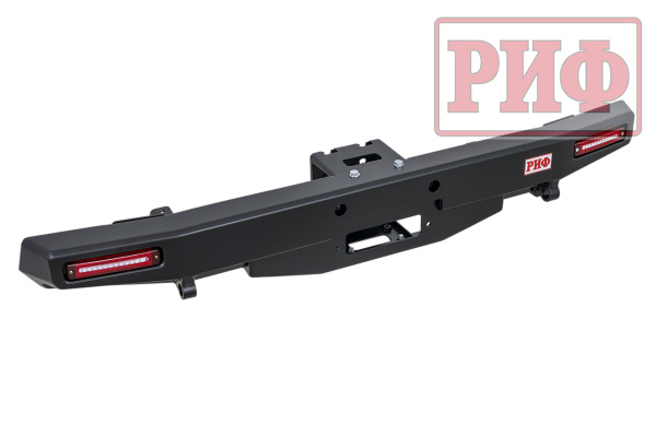 Бампер РИФ силовой задний УАЗ Хантер с площадкой под лебедку и фонарями, лифт 65 мм