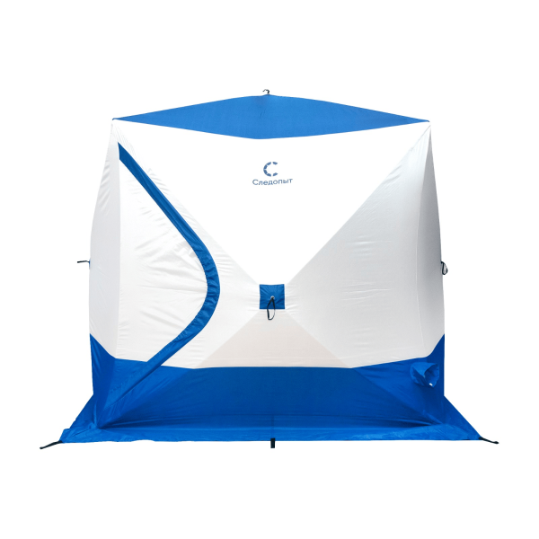 Палатка зимняя куб СЛЕДОПЫТ, 2,15х2,15 м, 3 слоя, синий/белый