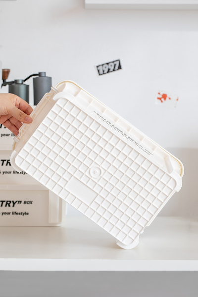 Контейнер IRIS для хранения, с крышкой, 20,5х34,5х11 см, белый