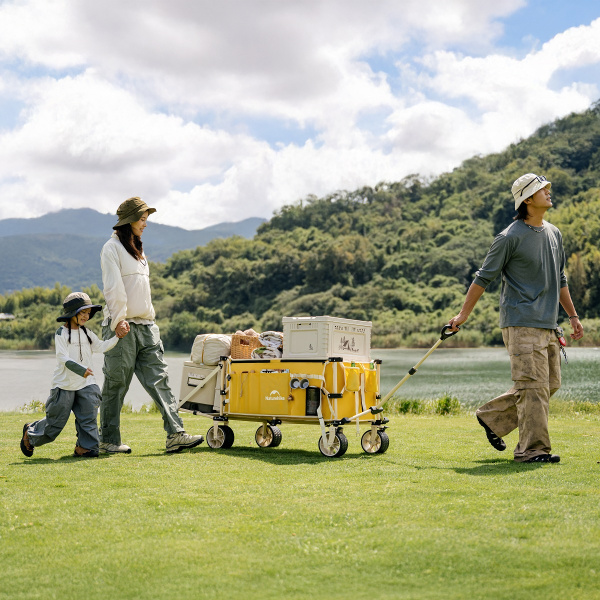 Тележка туристическая Naturehike Rubiks Cube 142/101х66х107 см, 185+90 л, горчично-желтая