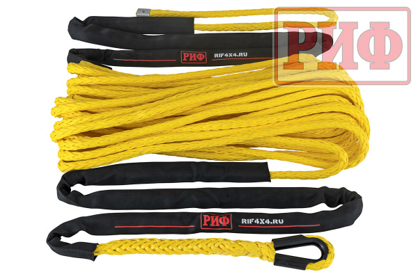 Трос для лебёдки синтетический РИФ 12 мм/26 м, желтый