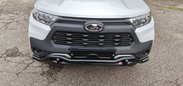 Бампер РИФ силовой передний/защита штатного бампера Lada Niva Travel (2021-2024) с защитой радиатора