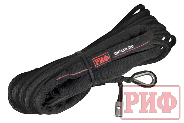 Трос для лебёдки синтетический РИФ 6 мм/15 м, черный