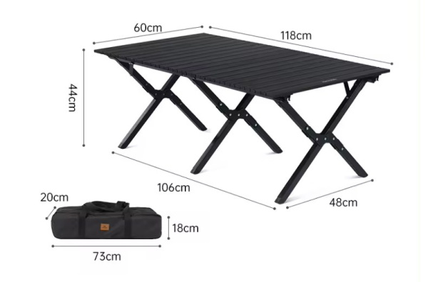 Стол туристический Naturehike Star Jane L01 складной, 117х60х44 см, с Х-образными ножками, черный