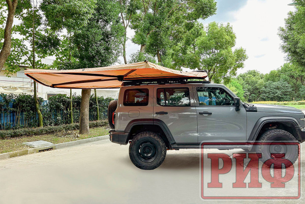 Маркиза автомобильная РИФ веерная, безопорная 2,0х2,0 м (правая)