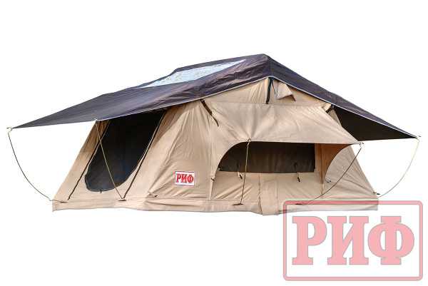 2 Палатка на крышу автомобиля РИФ Soft RT01-140, тент песочный, корпус черный, 420D, 140х120х30 см